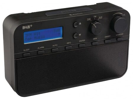DAB+-radio, 20 forhåndsinnstilte kanaler og alarmklokke