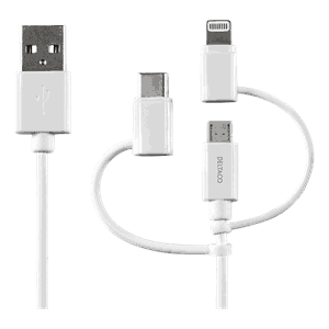 USB C/Micro USB/Lightning-sync/-charge cable, MFi