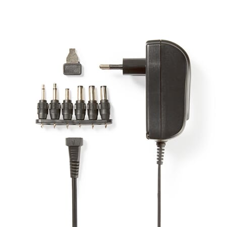 Universal AC strømadapter, 18W, 3 - 12VDC