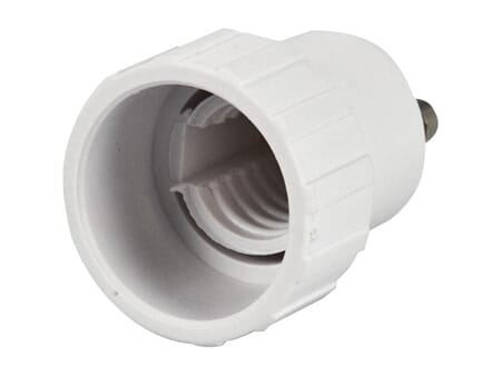 lampe-sokkeladapter, GU10 til E14, plast, hvit